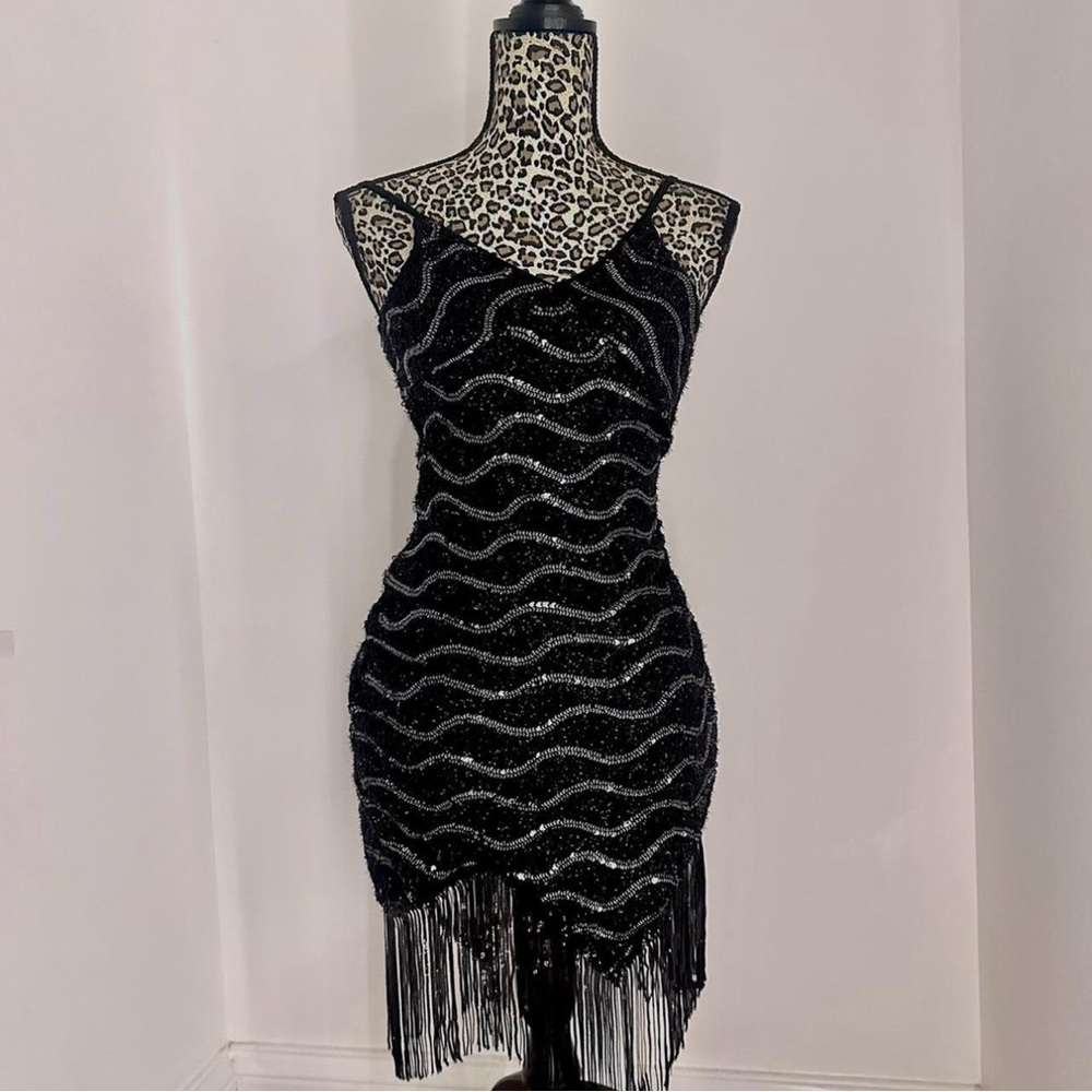 Elegant Black Fringe Dress